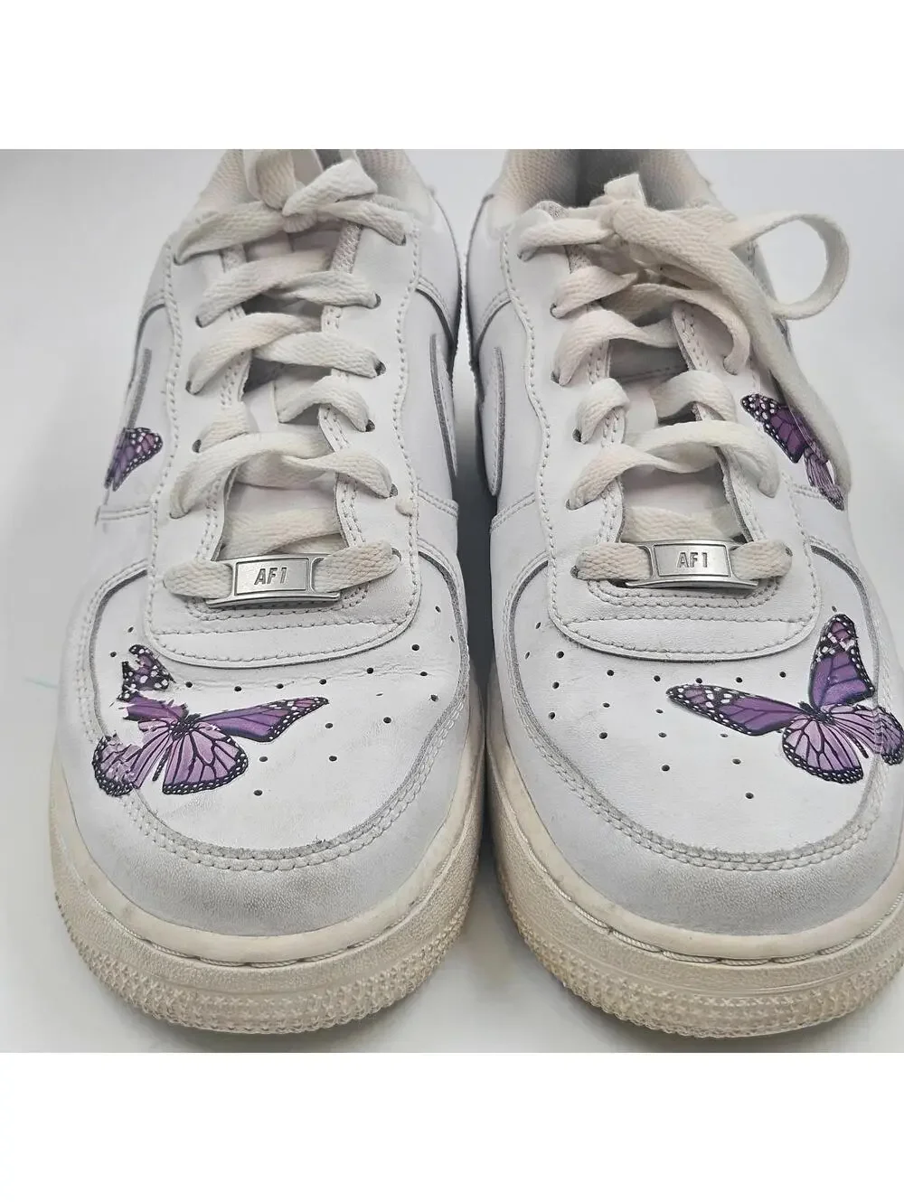 Nike Air Force 1 Women White Custom purple Butterfly Sneakers Youth7/Woman's 8.5 - Picture 4 of 9